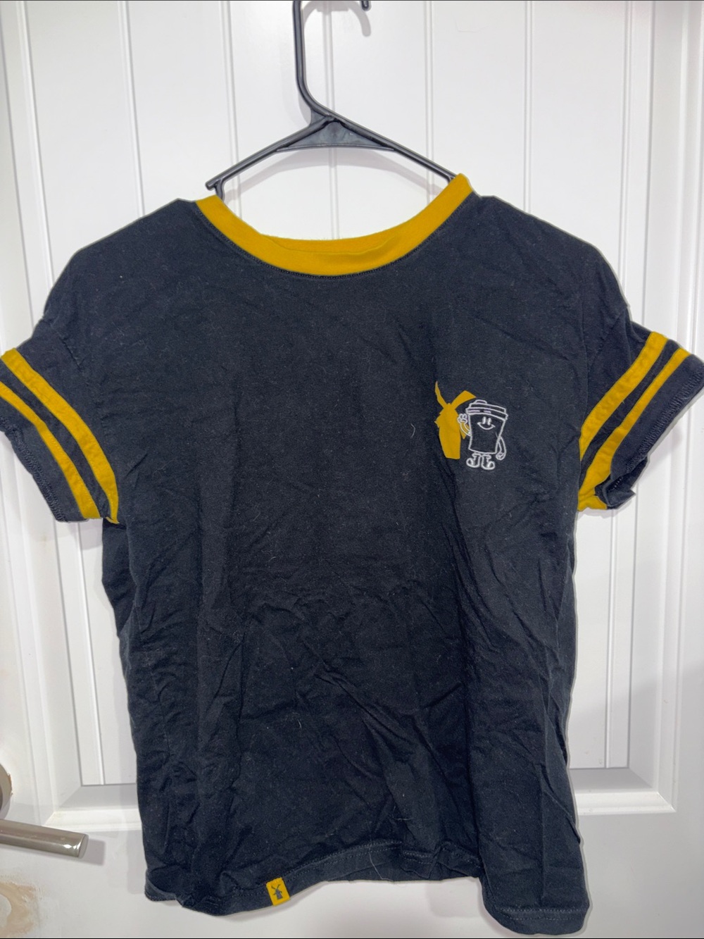 Kids Black & Yellow Ringer Tee - Casual Short Sleeve Top
